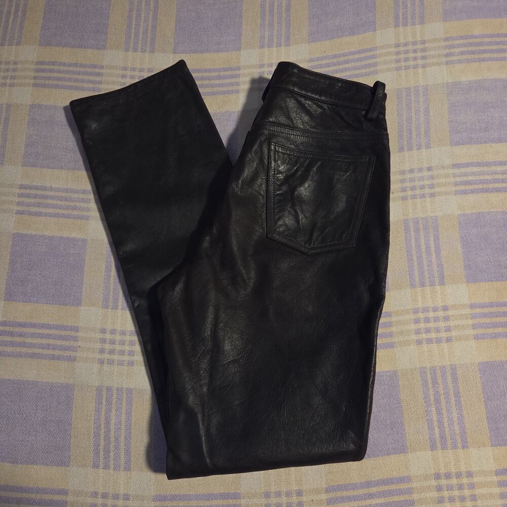 Vintage Banana Republic Leather Pants 28 x 29 Womens 4 Black Dark Brown Straight